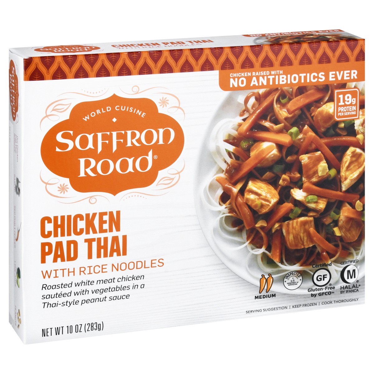 slide 3 of 14, Saffron Road Medium Chicken Pad Thai with Rice Noodles 10 oz, 10 oz