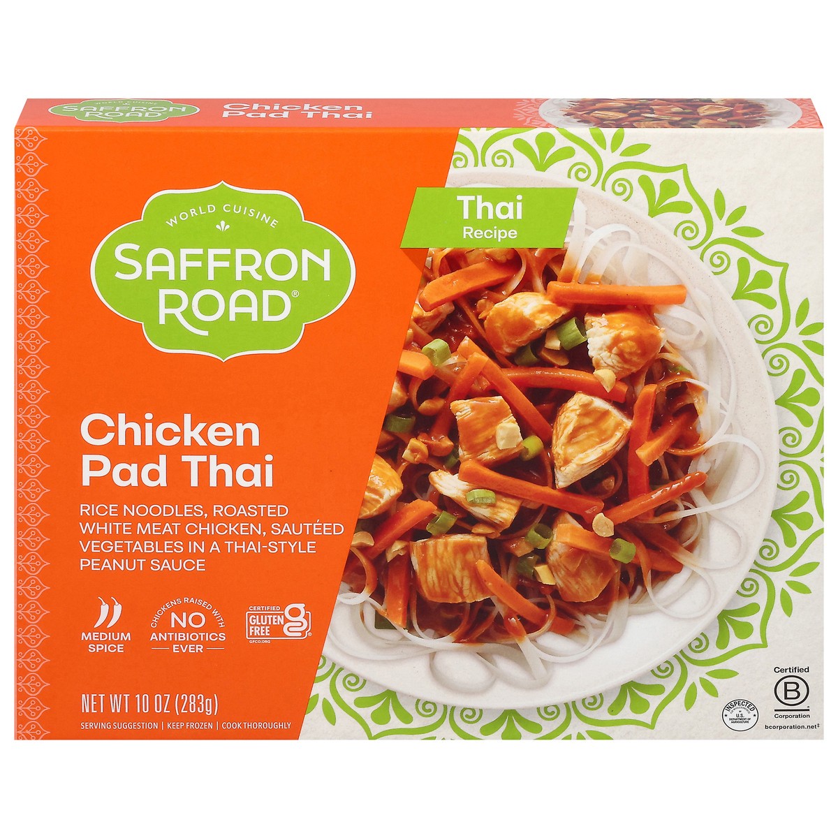 slide 1 of 14, Saffron Road Chicken Pad Thai, Gluten-Free, Asian Meal, Frozen Dinner 10 oz, 10 oz