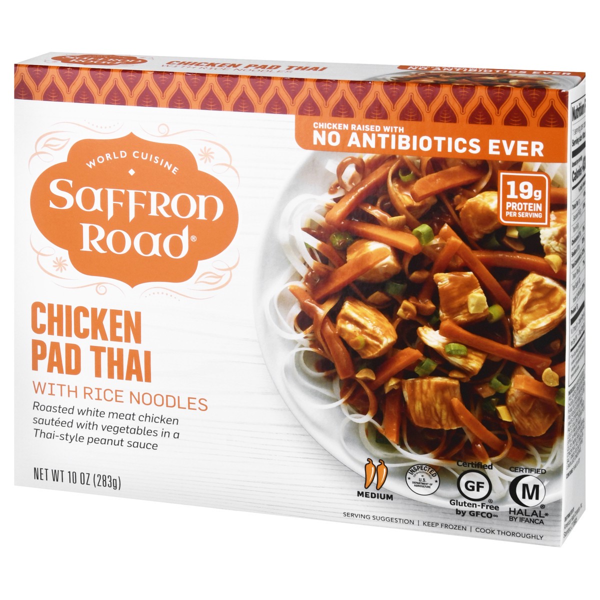 slide 9 of 14, Saffron Road Medium Chicken Pad Thai with Rice Noodles 10 oz, 10 oz