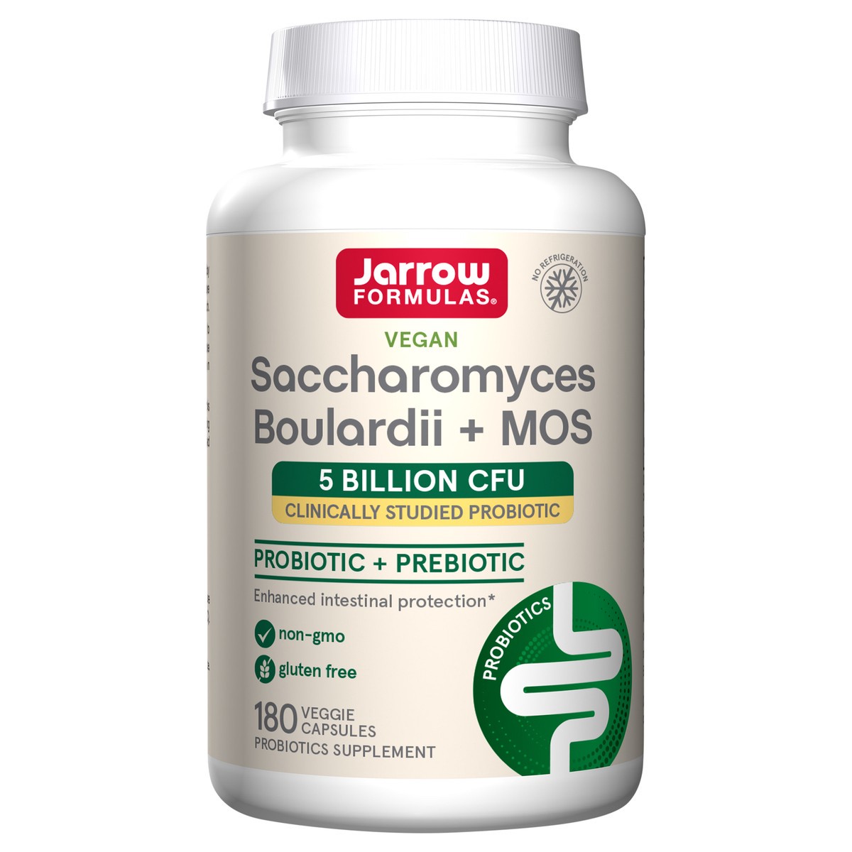 slide 1 of 1, Jarrow Formulas Saccharomyces Boulardii + MOS - Clinically Studied Probiotic + Prebiotic Supplement - 5 Billion CFU - 180 Servings (Veggie Caps) - Enhanced Intestinal Tract Support & Protection, 180 ct