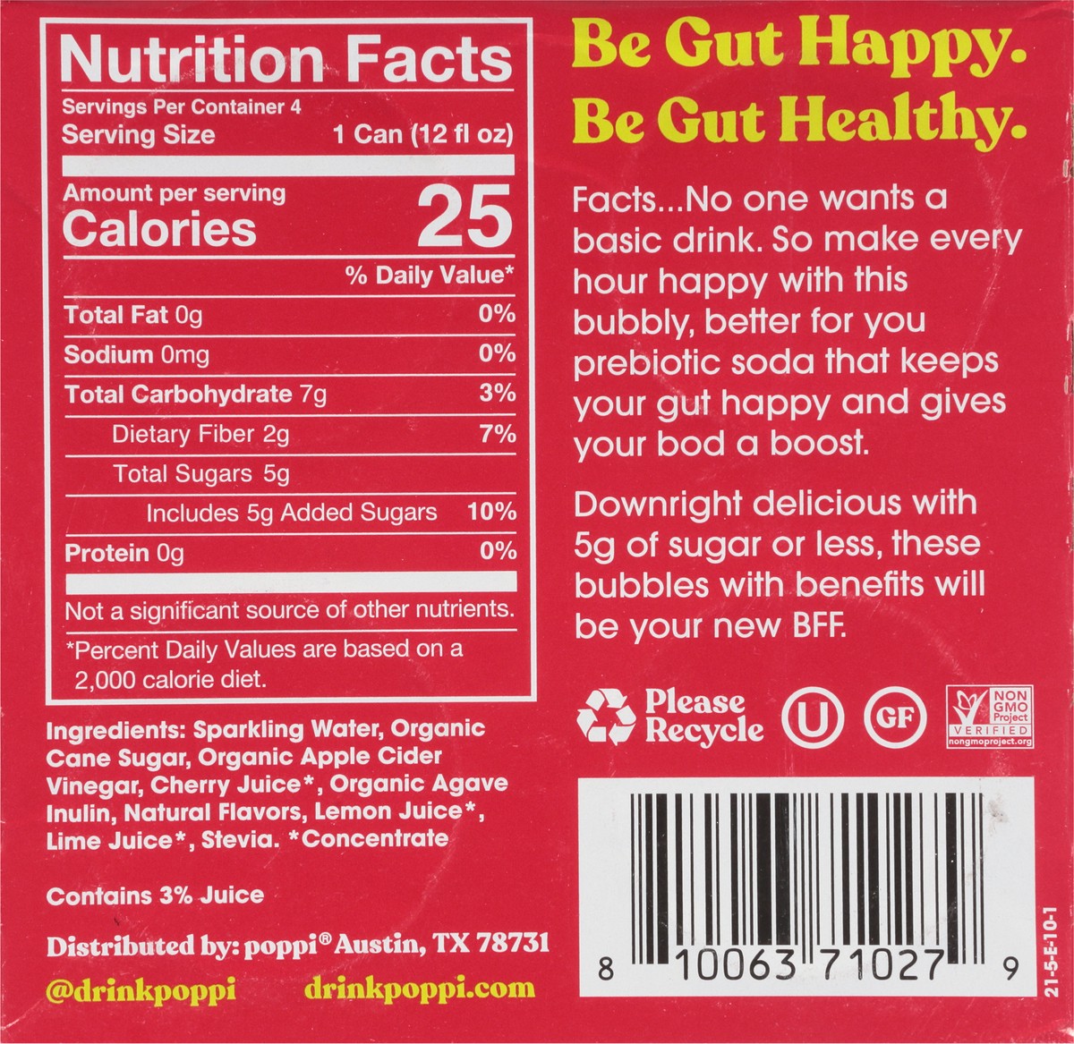slide 2 of 9, Poppi Cherry Limeade Prebiotic Soda - 4 ct; 12 fl oz, 4 ct; 12 oz