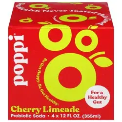 Poppi Cherry Limeade Prebiotic Soda 4 - 12 fl oz Cans
