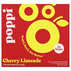 Poppi Cherry Limeade Prebiotic Soda - 4 ct; 12 fl oz