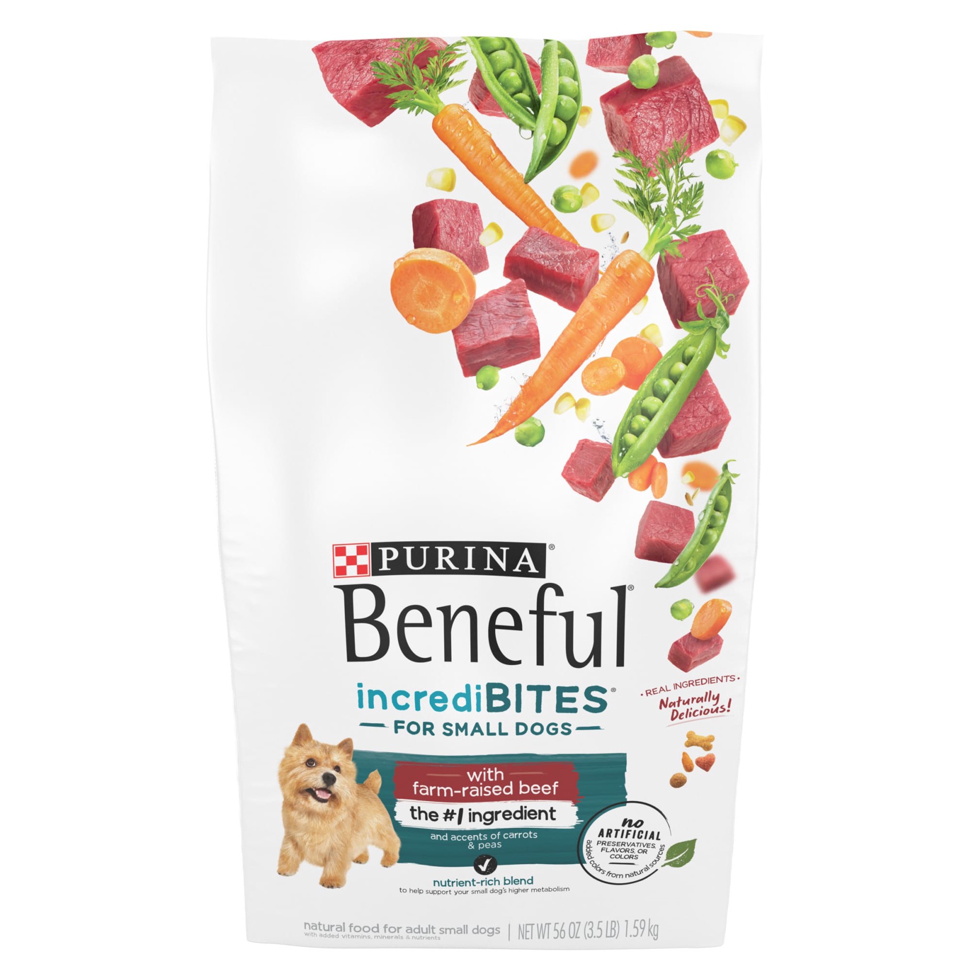 slide 1 of 9, Beneful Purina Beneful IncrediBites With Farm-Raised Beef, Small Breed Dry Dog Food, 3.5 lb