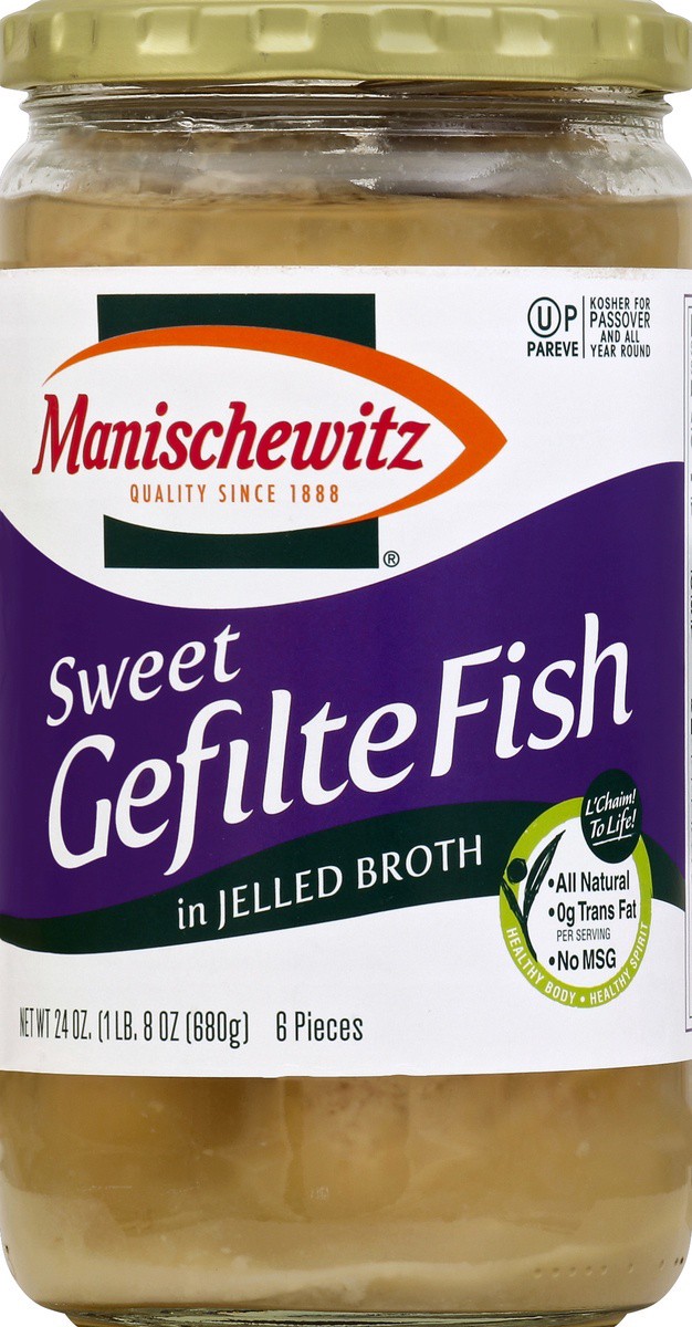 slide 2 of 2, Manischewitz Sweet Gefilte Fish In Jelled Broth, 24 oz