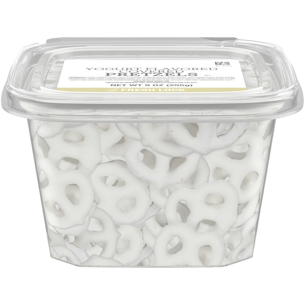 slide 1 of 2, Prepackaged Yogurt-Flavored Covered Pretzels, 9 oz