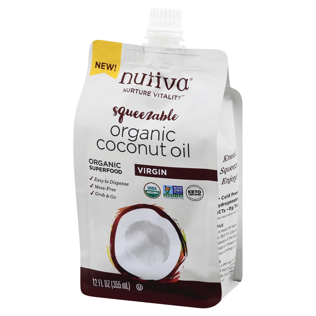 slide 8 of 13, Nutiva Nurture Vitality Organic Virgin Squeezable Coconut Oil 12 oz, 12 oz