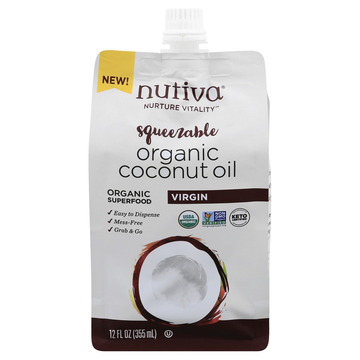 slide 10 of 13, Nutiva Nurture Vitality Organic Virgin Squeezable Coconut Oil 12 oz, 12 oz