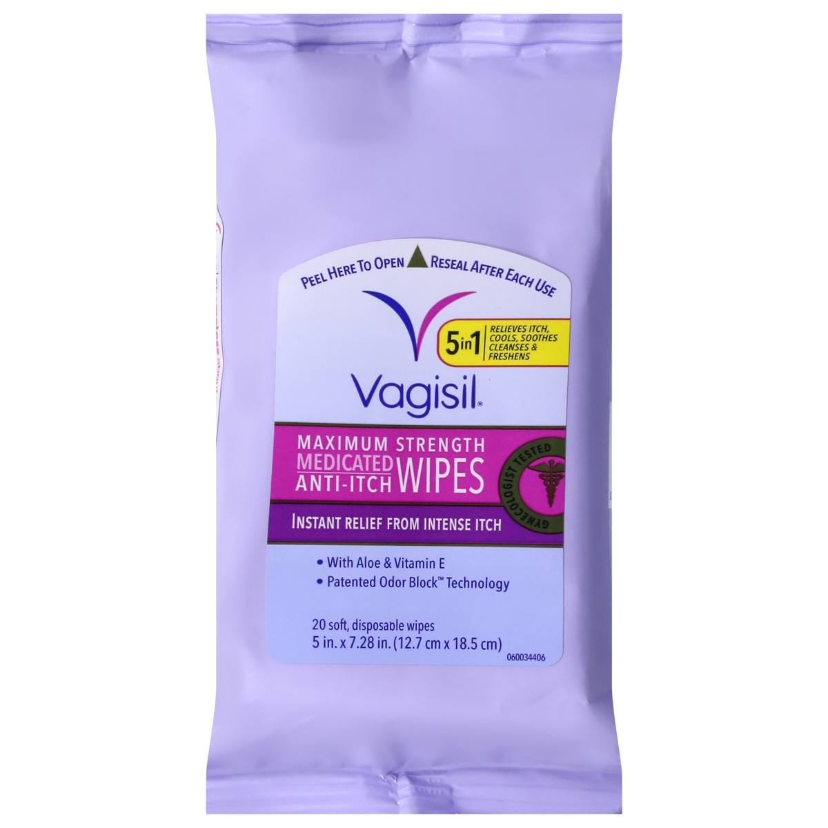 slide 1 of 60, Vagisil Maximum Strength Medicated Anti-Itch Wipes 20 ea, 20 ct