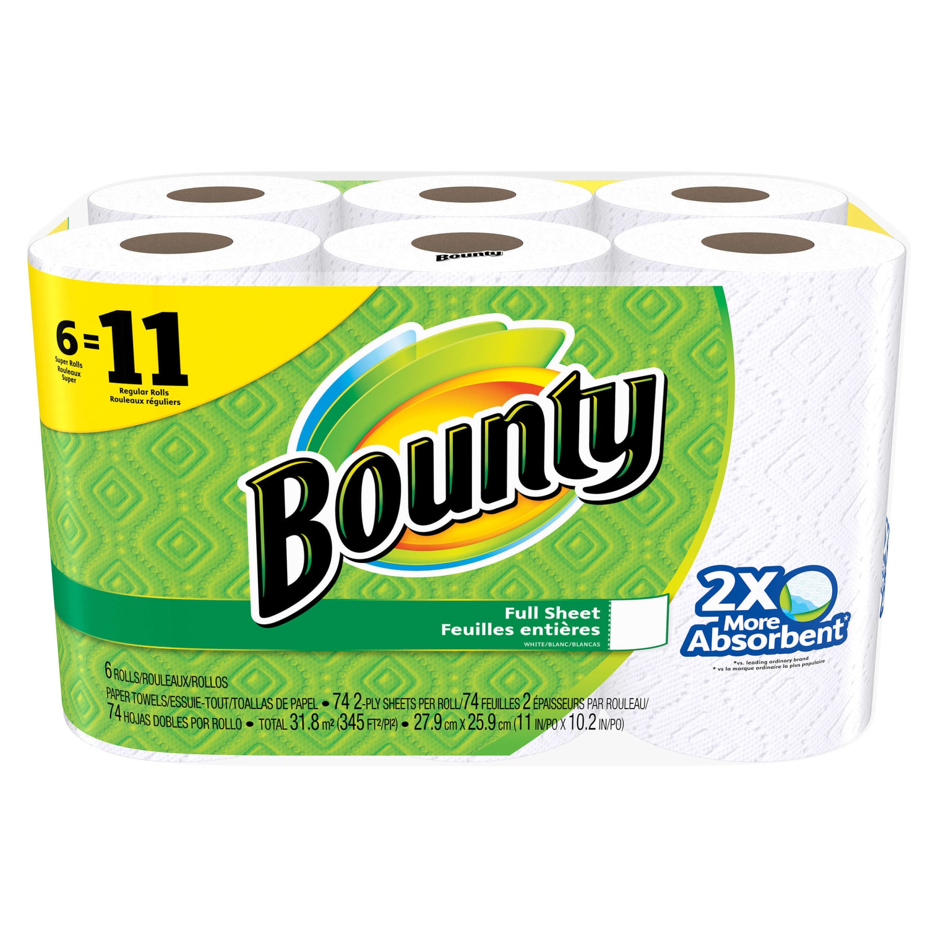 slide 1 of 8, Bounty Regular Roll White, 11 ct