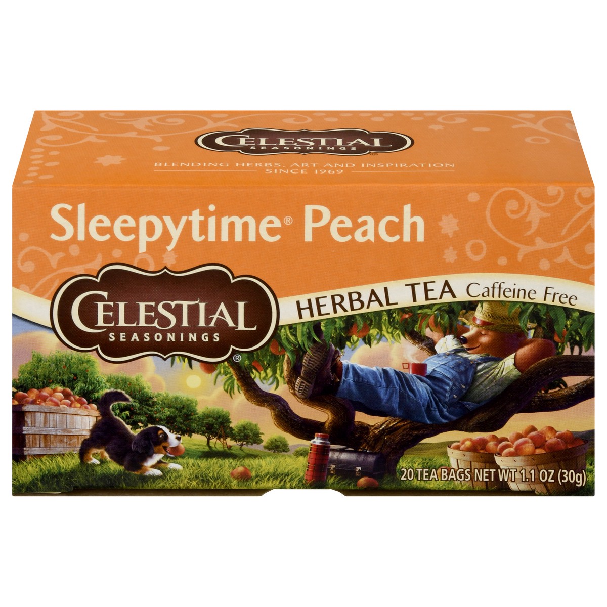 slide 1 of 9, Celestial Seasonings Caffeine Free Peach Sleepytime Herbal Tea, 