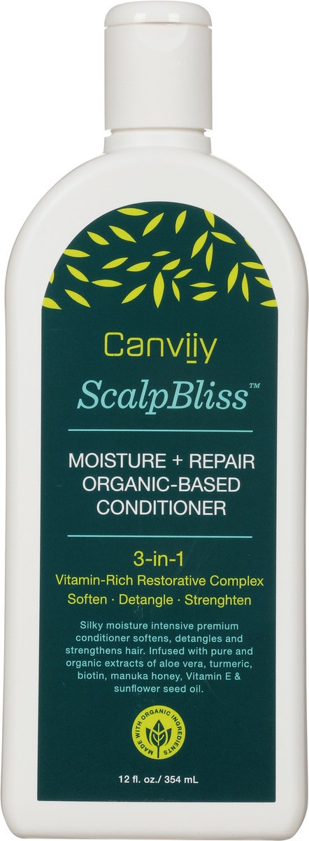 slide 10 of 10, Canviiy Scalp Bliss Moisture + Repair Organic-Based Conditioner 12 fl oz, 12 fl oz