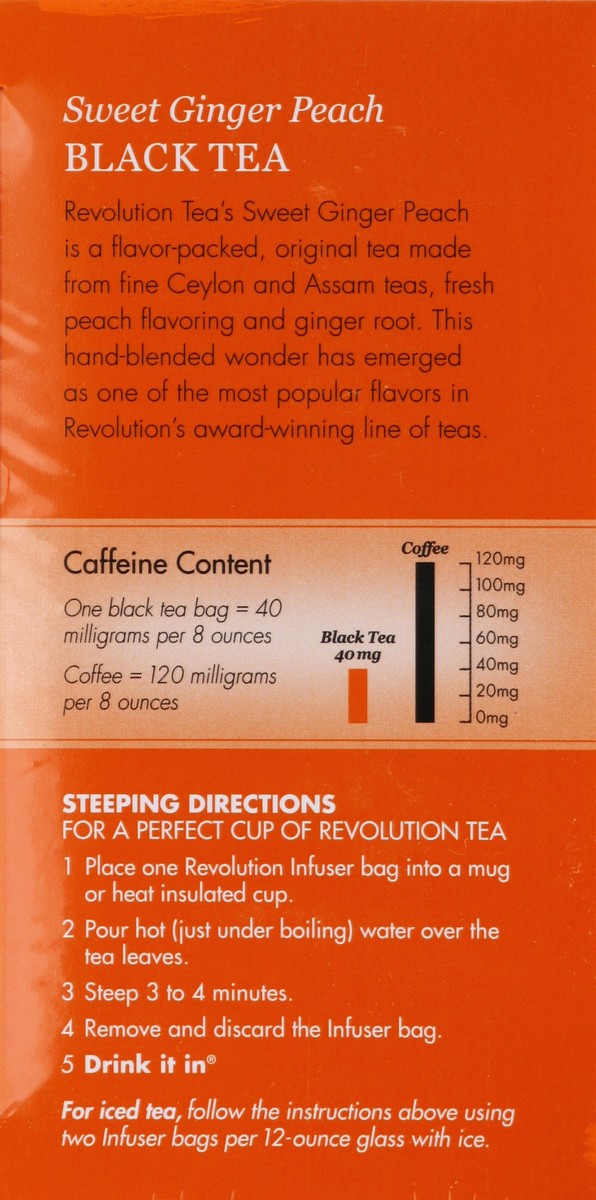 slide 3 of 6, Revolution Tea Tea, Black, Sweet Ginger Peach, Flow Through Infuser Bags, 16 ct