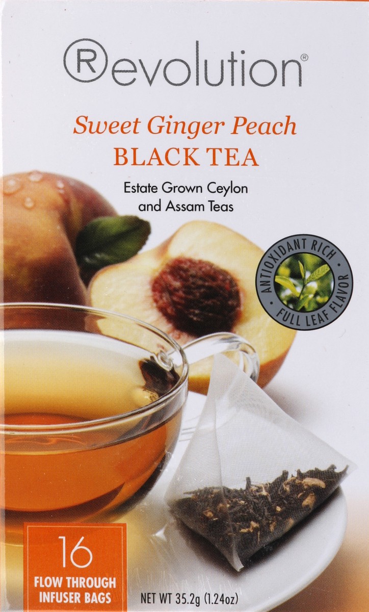 slide 5 of 6, Revolution Tea Tea, Black, Sweet Ginger Peach, Flow Through Infuser Bags, 16 ct