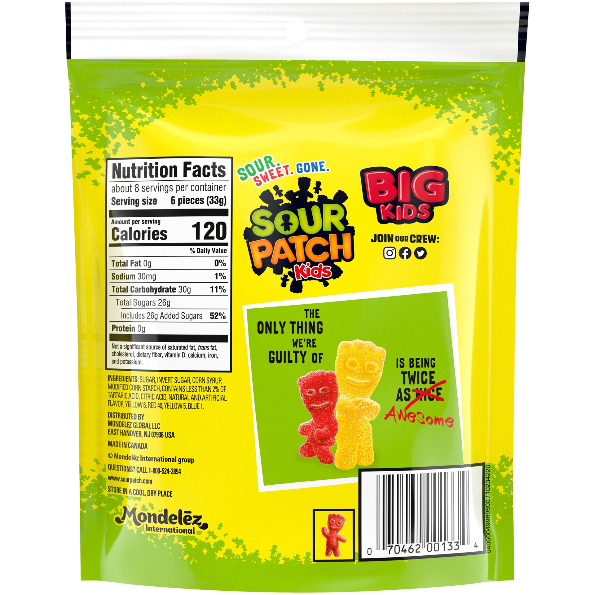 slide 5 of 5, SOUR PATCH KIDS Big Kids Soft & Chewy Candy, 9 oz, 0.56 lb