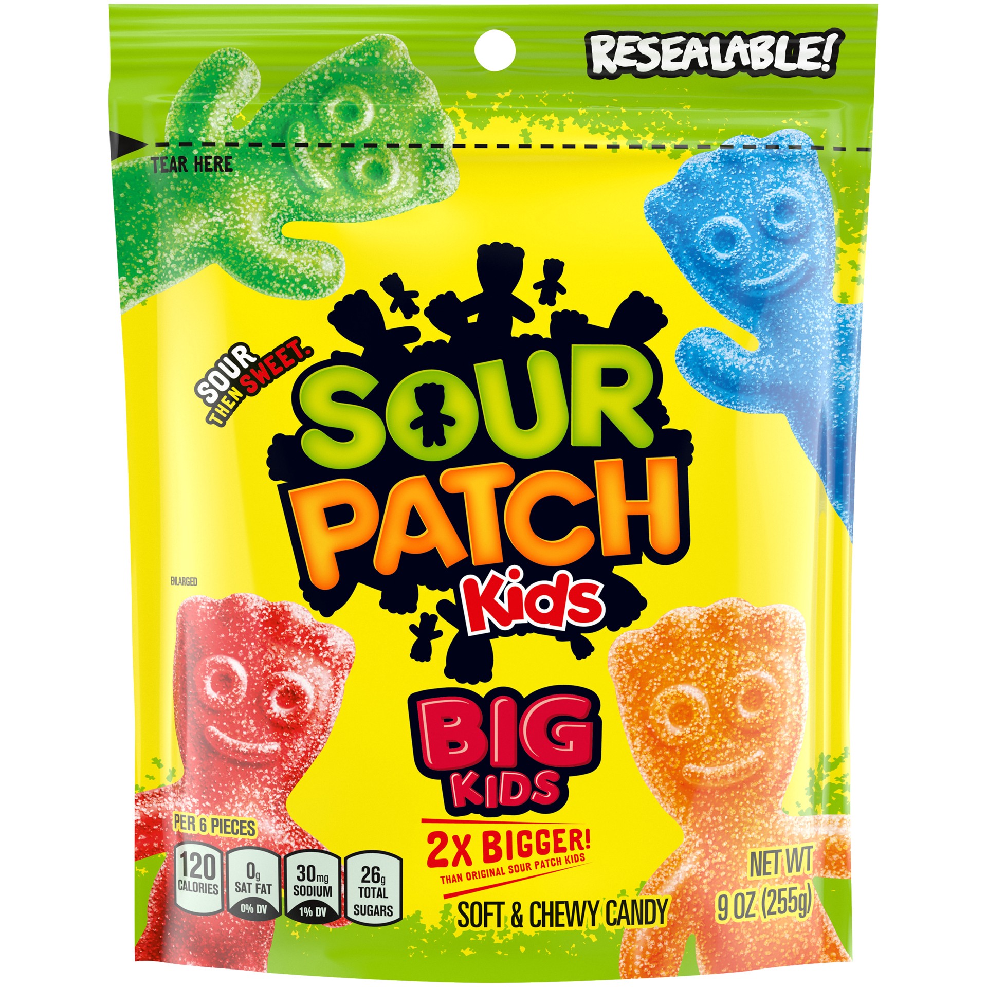 slide 1 of 5, SOUR PATCH KIDS Big Kids Soft & Chewy Candy, 9 oz, 0.56 lb