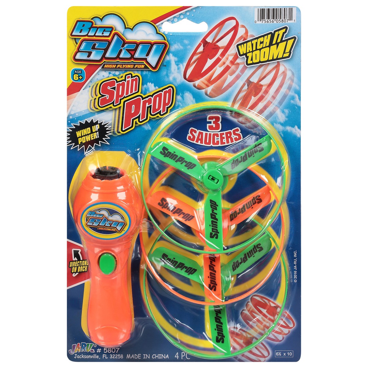 slide 1 of 9, Ja-Ru Big Sky 3 Saucers Spin Prop Toys 1 ea, 1 ct