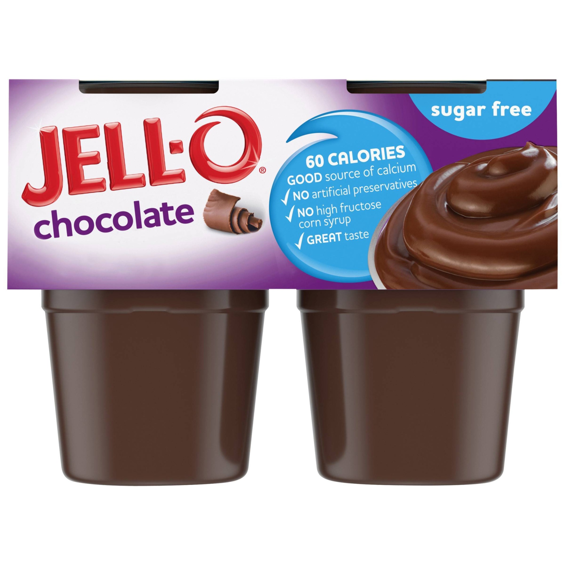 slide 1 of 1, Jell-O Fat Free Chocolate Pudding Snacks, 4 ct