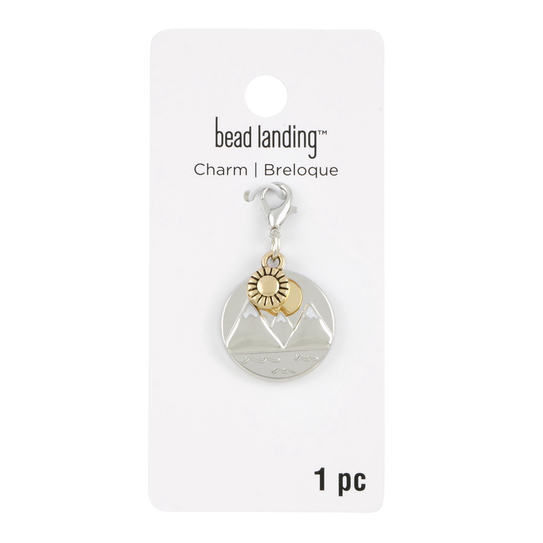 slide 3 of 3, Rhodium & Gold Mountain Charm By Bead Landing, 6 mm charm diameter