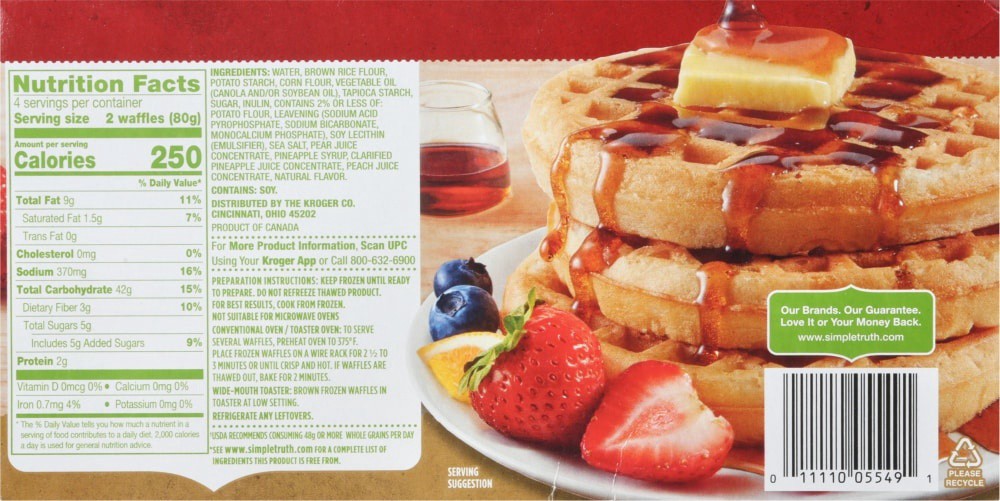 slide 2 of 3, Simple Truth Gluten Free Homestyle Waffles, 8 ct / 11.3 oz