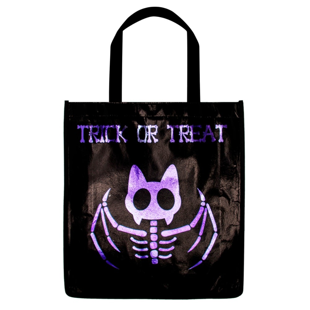 slide 1 of 1, Holiday Home Reflective Treat Bag - Skeleton Bat, 1 ct