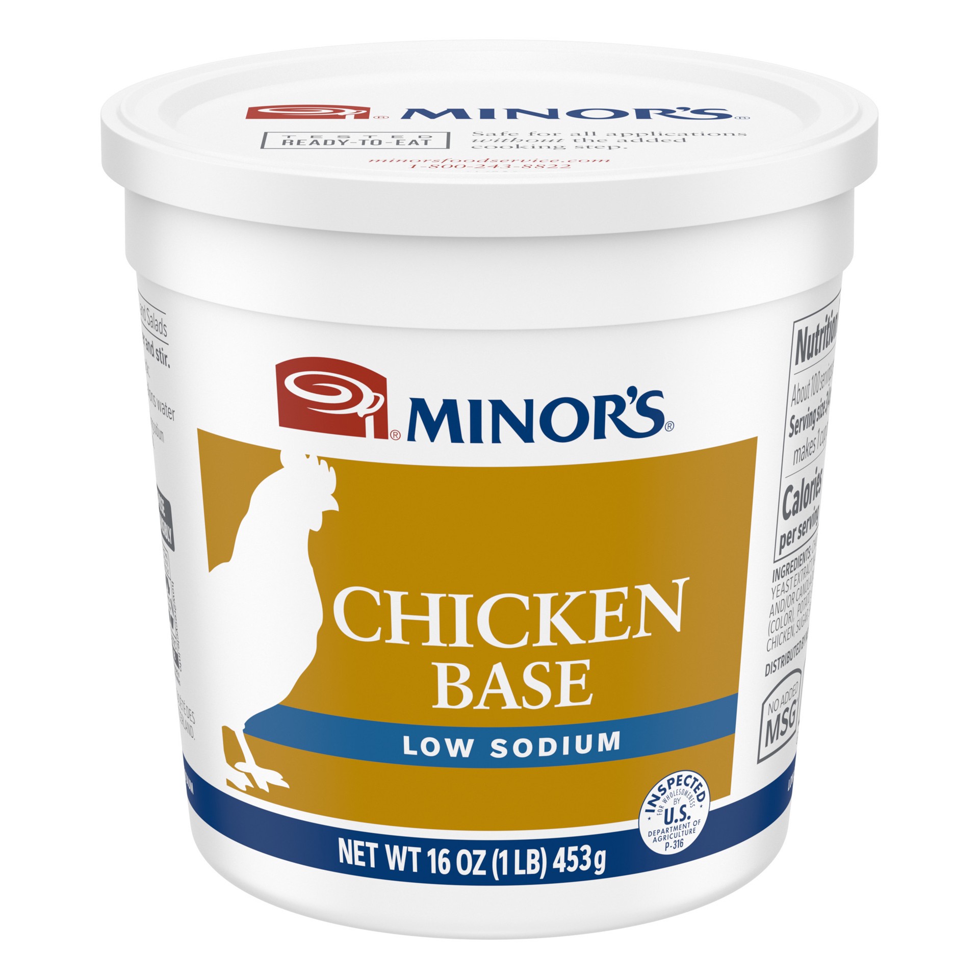 slide 1 of 1, Minor's Low Sodium Chicken Base, No Added MSG, Gluten Free, 1 Lb Tub, 1 lb