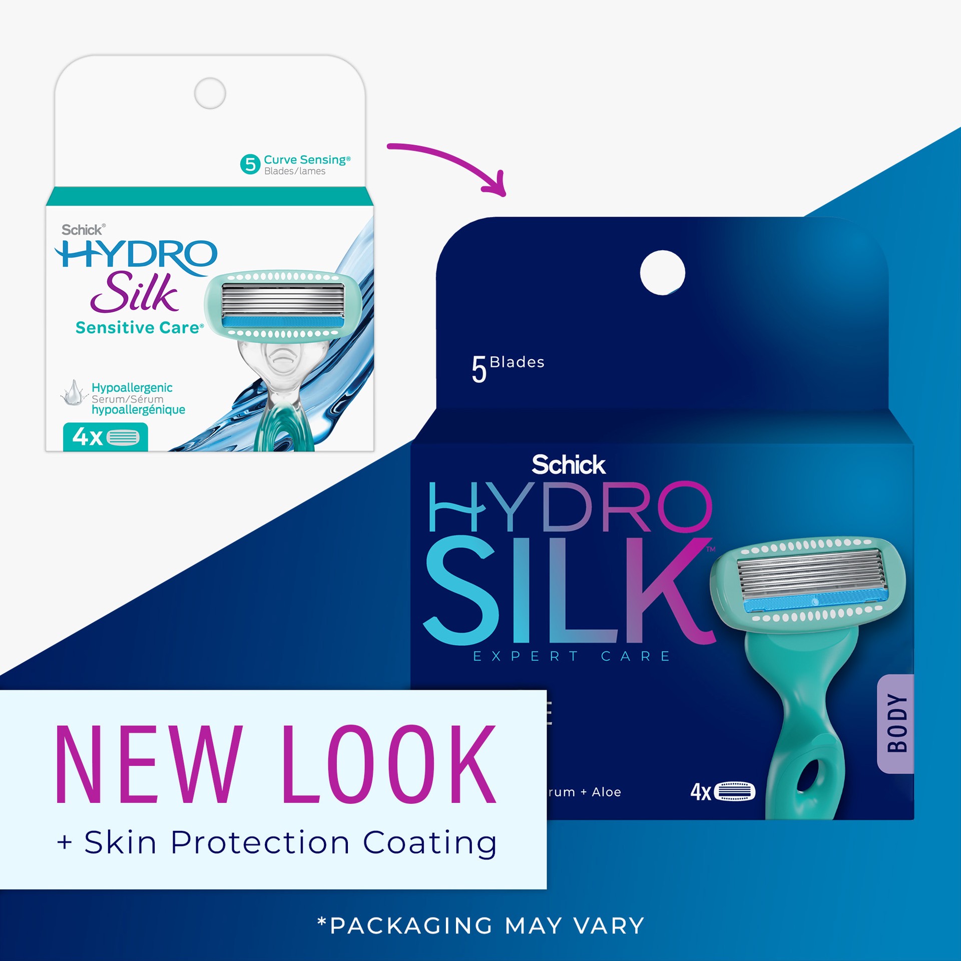 slide 7 of 9, Schick Hydro Silk Women's Shower Ready Sensitive Care Refill Razor Blades - 4 Count, 4 ct