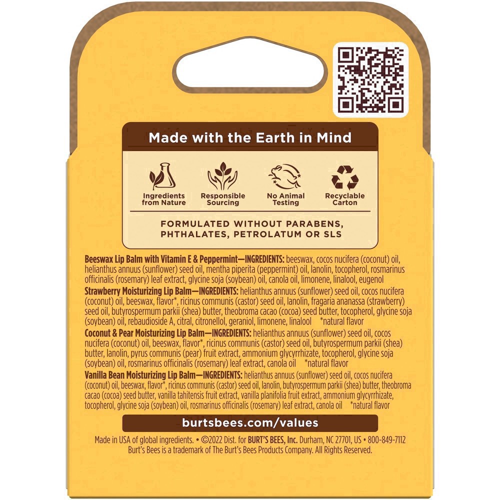 slide 74 of 150, Burt's Bees Natural Origin Moisturizing Multipack Lip Balm, 4 ct