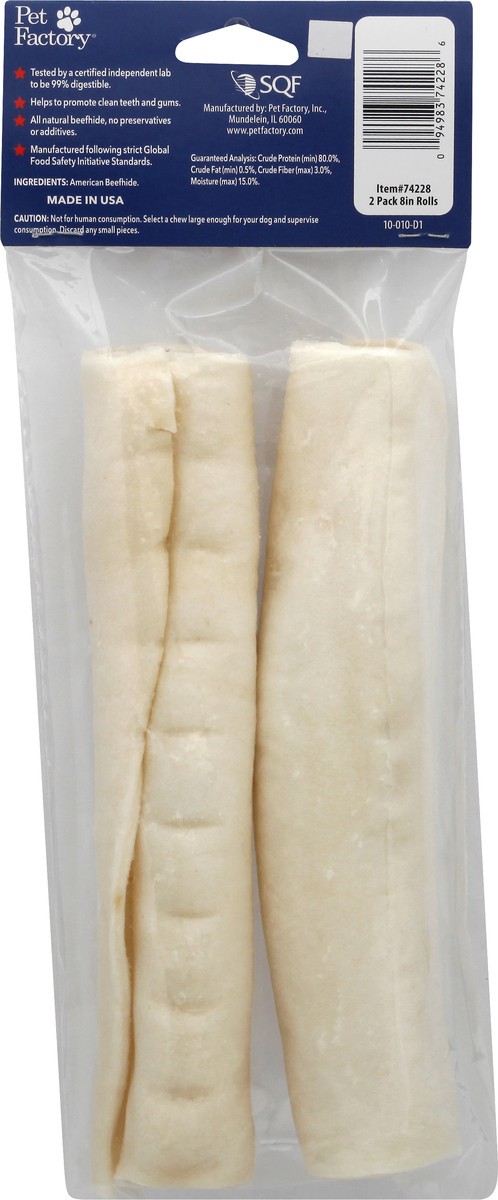 slide 4 of 8, Pet Factory American 8" Beefhide Rolls USA, 2 ct
