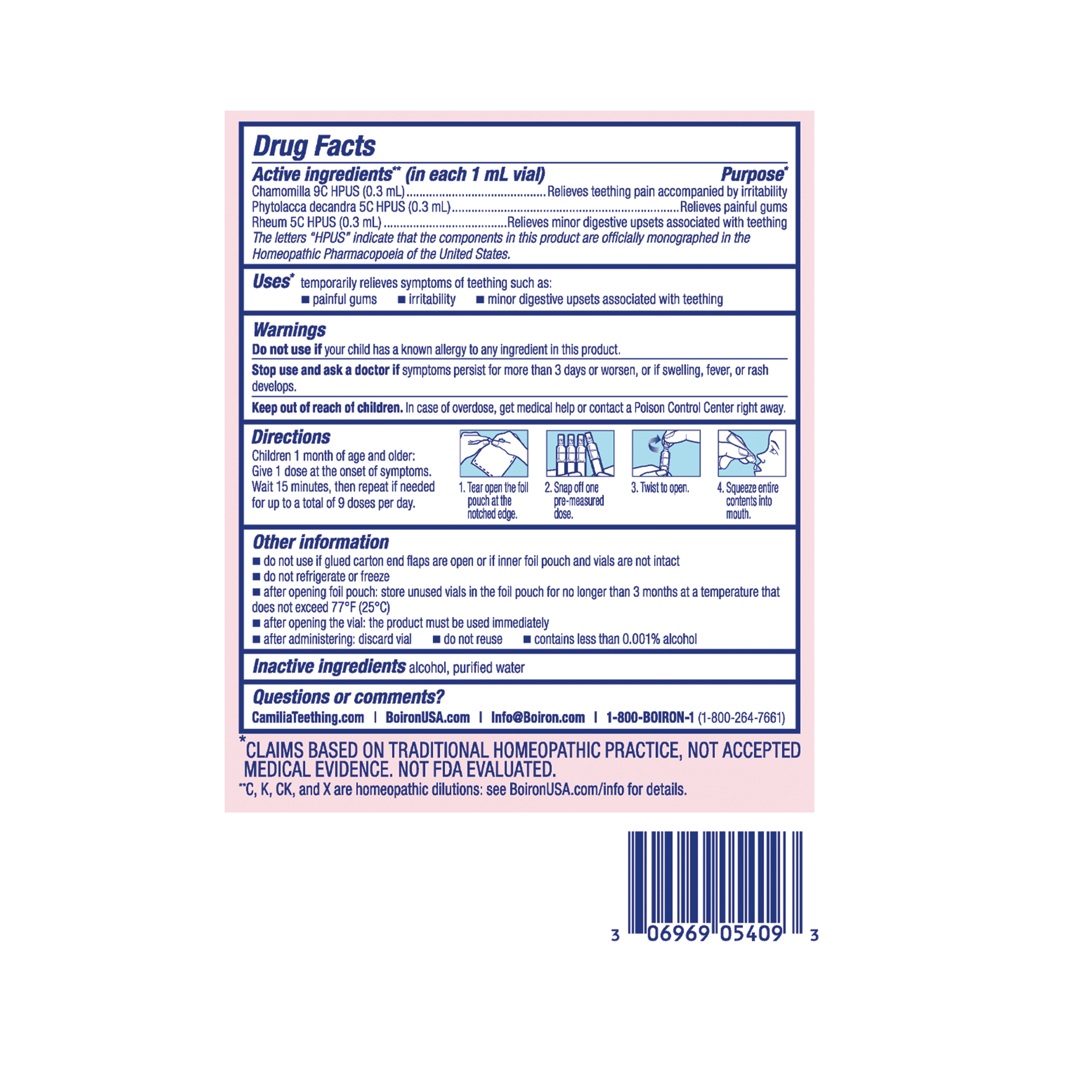 slide 4 of 5, Boiron Camilia Teething Drops for Daytime and Nighttime Relief of Painful or Swollen Gums and Irritability in Babies - 30ct, 30 ct