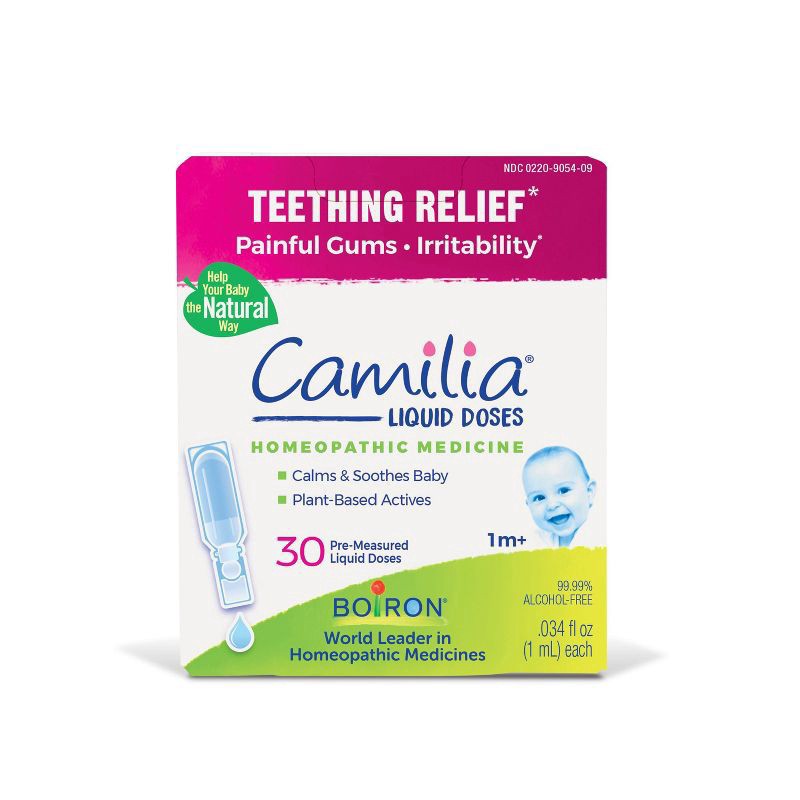 slide 1 of 5, Boiron Camilia Teething Drops for Daytime and Nighttime Relief of Painful or Swollen Gums and Irritability in Babies - 30ct, 30 ct