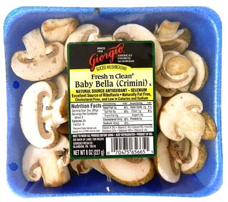slide 1 of 1, J-M Farms Sliced Baby Portobello Mushrooms, 6 oz