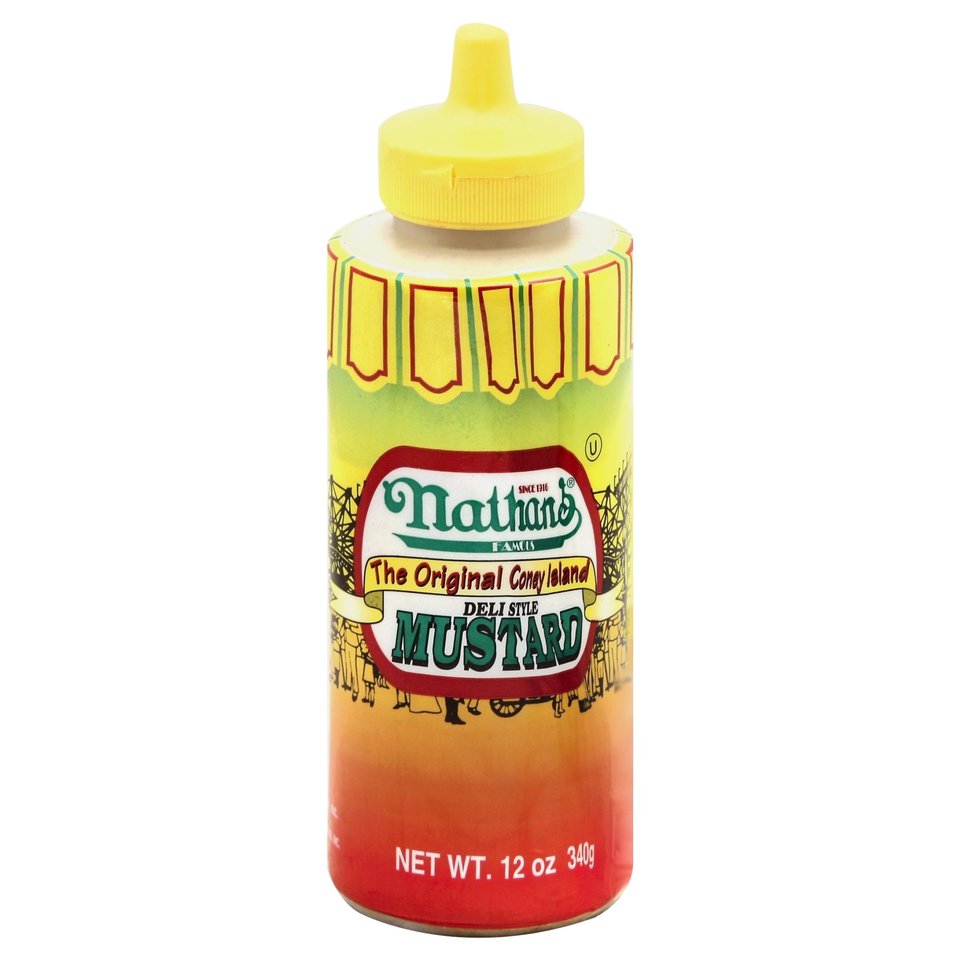 slide 1 of 1, Nathan's Famous Nathan's Deli Style Mustard, 12 oz