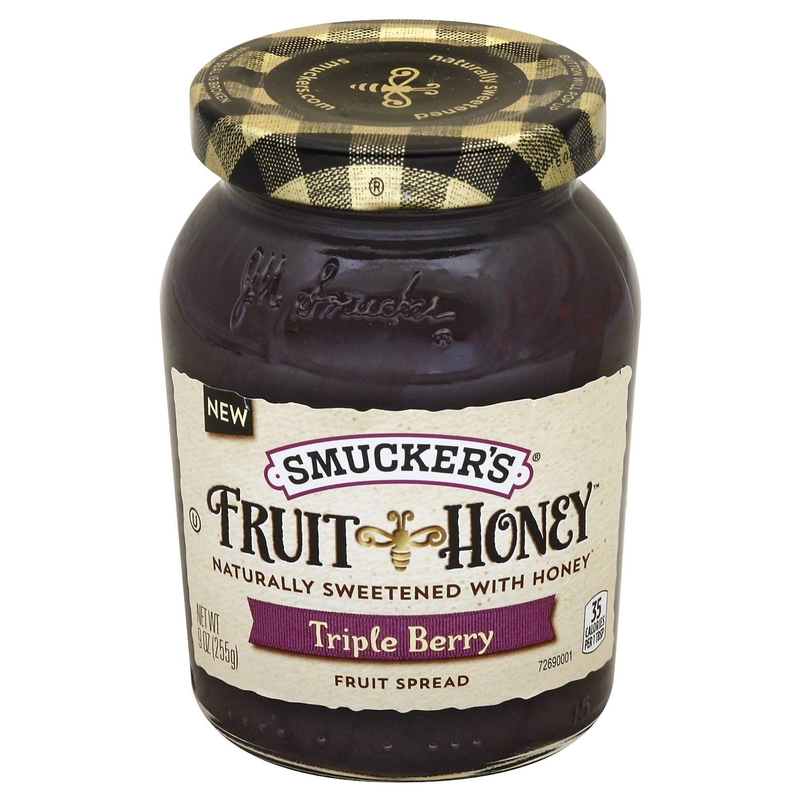 slide 1 of 6, Smucker's Fruit & Honey Triple Berry Fruit Spread, 9 oz