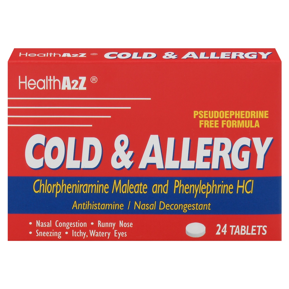 slide 1 of 1, Health A2Z Cold&Allergy Relief Tablets, 24 ct