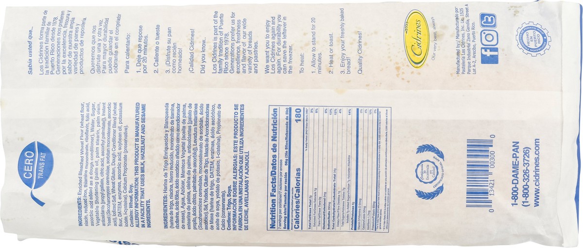 slide 5 of 9, Cidrines Sobao Cholesterol Free Sweet Bread 14.00 oz, 14 oz