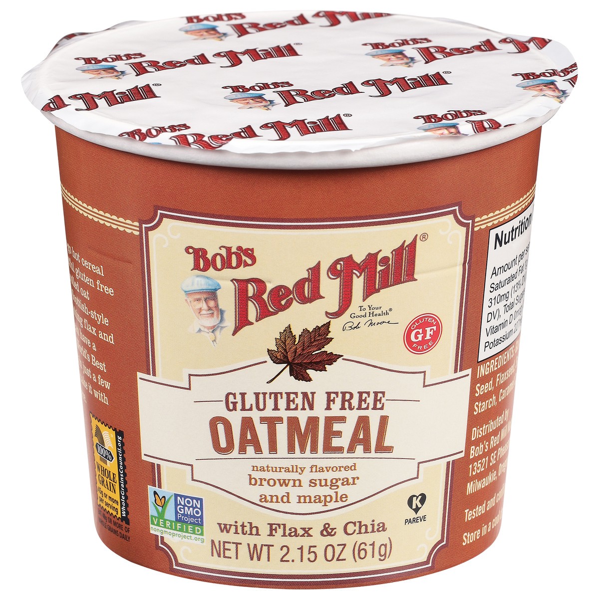 slide 1 of 1, Bob's Red Mill Brown Sugar and Maple Oatmeal with Flax & Chia 2.15 oz, 2.15 oz