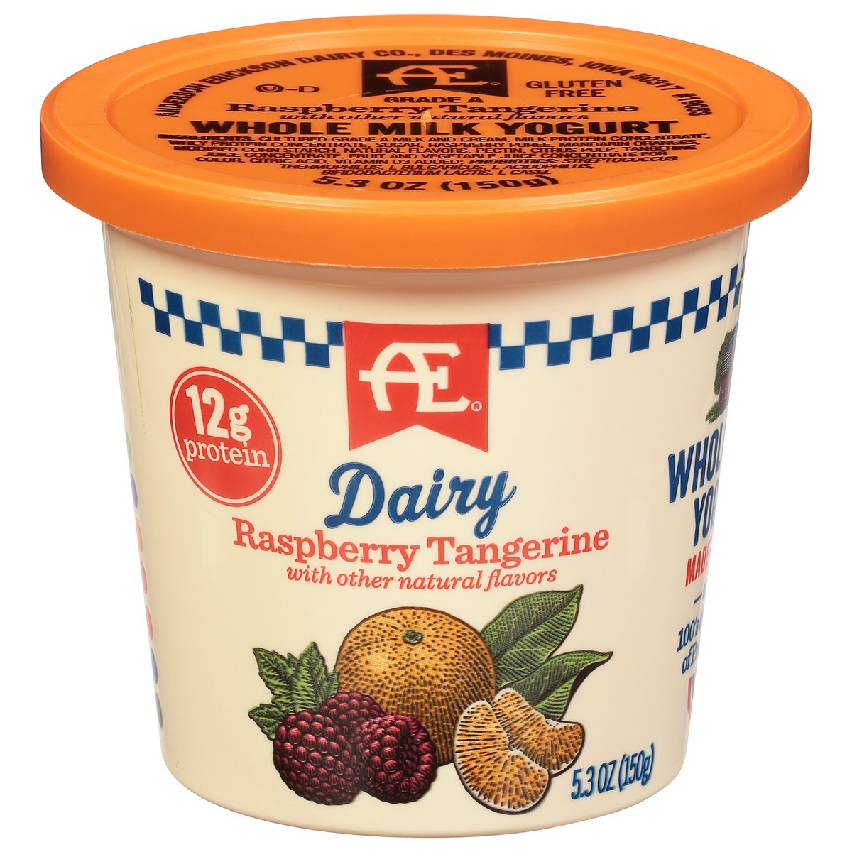 slide 1 of 1, AE Dairy Whole Milk Raspberry Tangerine Yogurt 5.3 oz, 5.3 oz