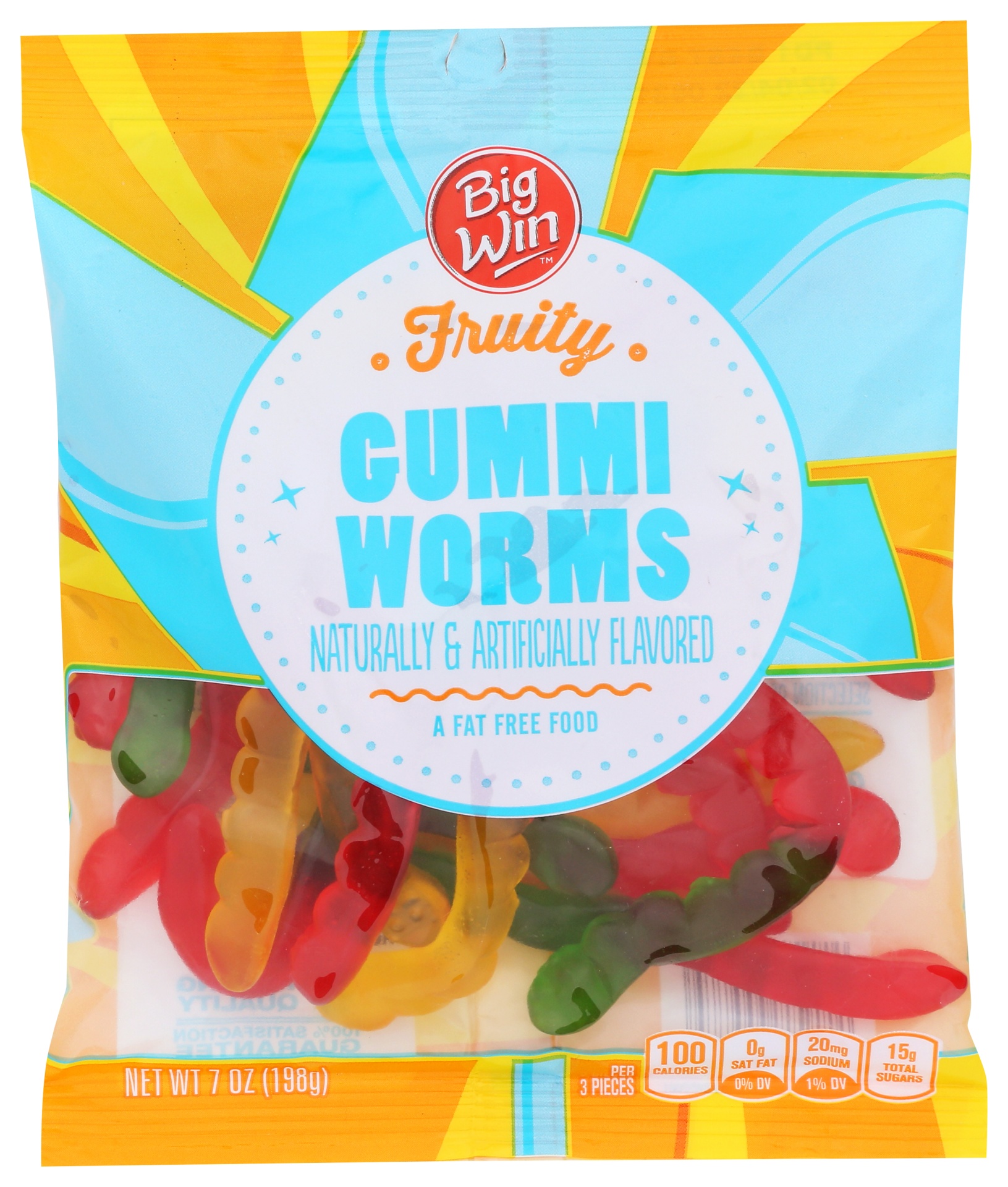 slide 1 of 4, Big Win Gummi Worms, 7 oz