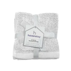 Havenstay Washcloth, 12 in x 12 in, 6 pk, Brilliant White