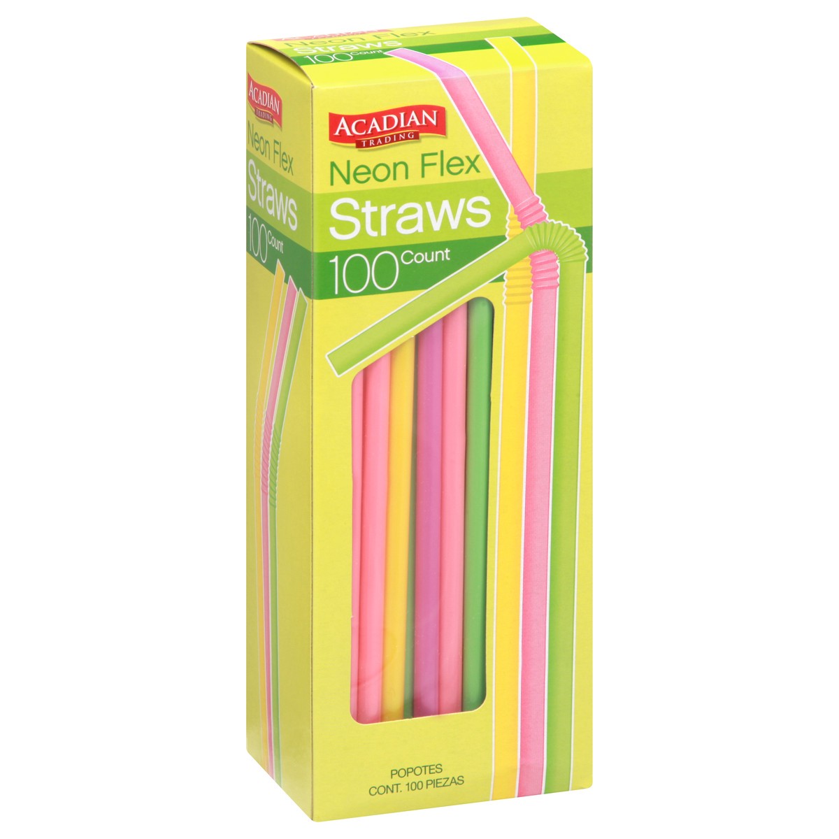 slide 2 of 8, Acadian Trading Neon Flexible Straws, 80 ct
