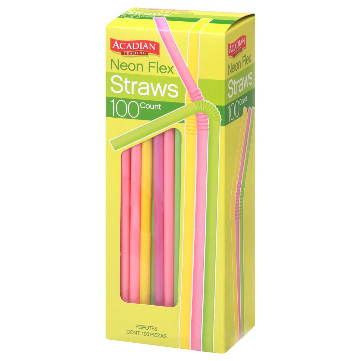 slide 6 of 8, Acadian Trading Neon Flexible Straws, 80 ct