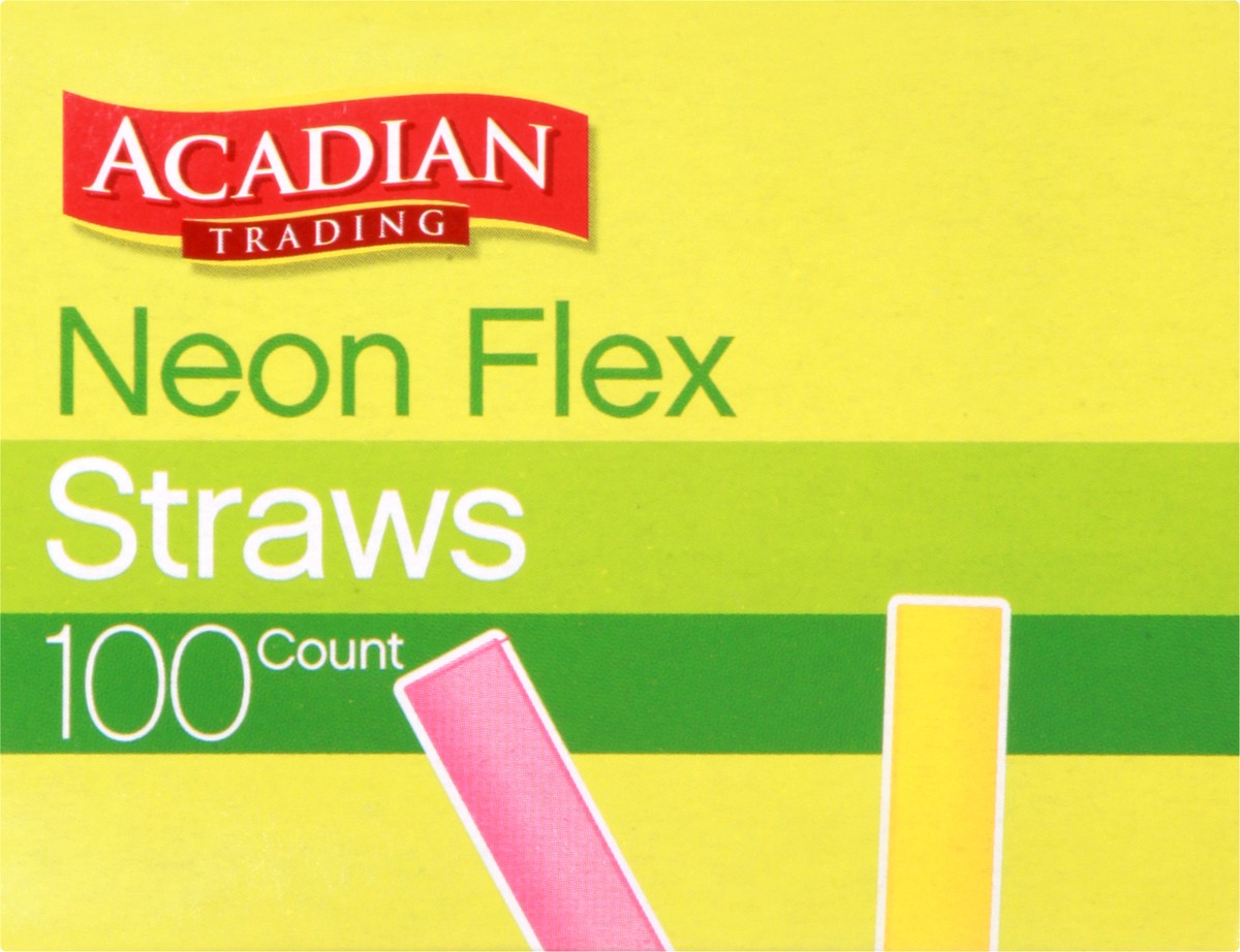slide 7 of 8, Acadian Trading Neon Flexible Straws, 80 ct