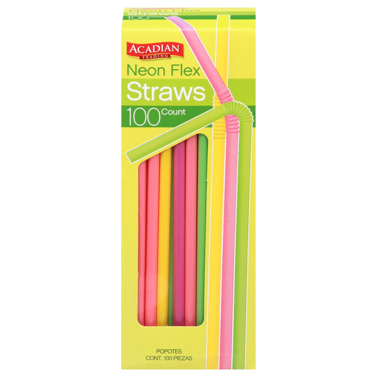 slide 1 of 8, Acadian Trading Neon Flexible Straws, 80 ct