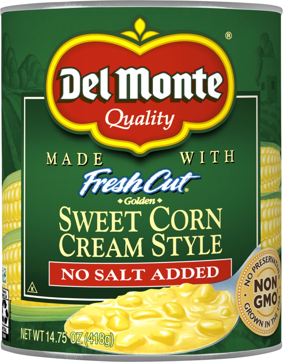 slide 3 of 4, Del Monte No Salt Added Golden Sweet Corn Cream Style, 14.75 oz Can, 14.75 oz