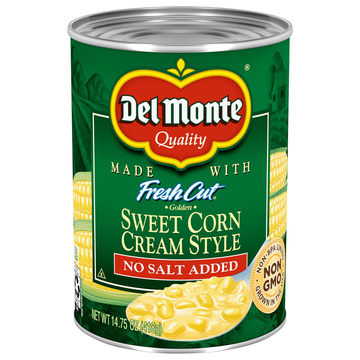 slide 1 of 4, Del Monte No Salt Added Golden Sweet Corn Cream Style, 14.75 oz Can, 14.75 oz