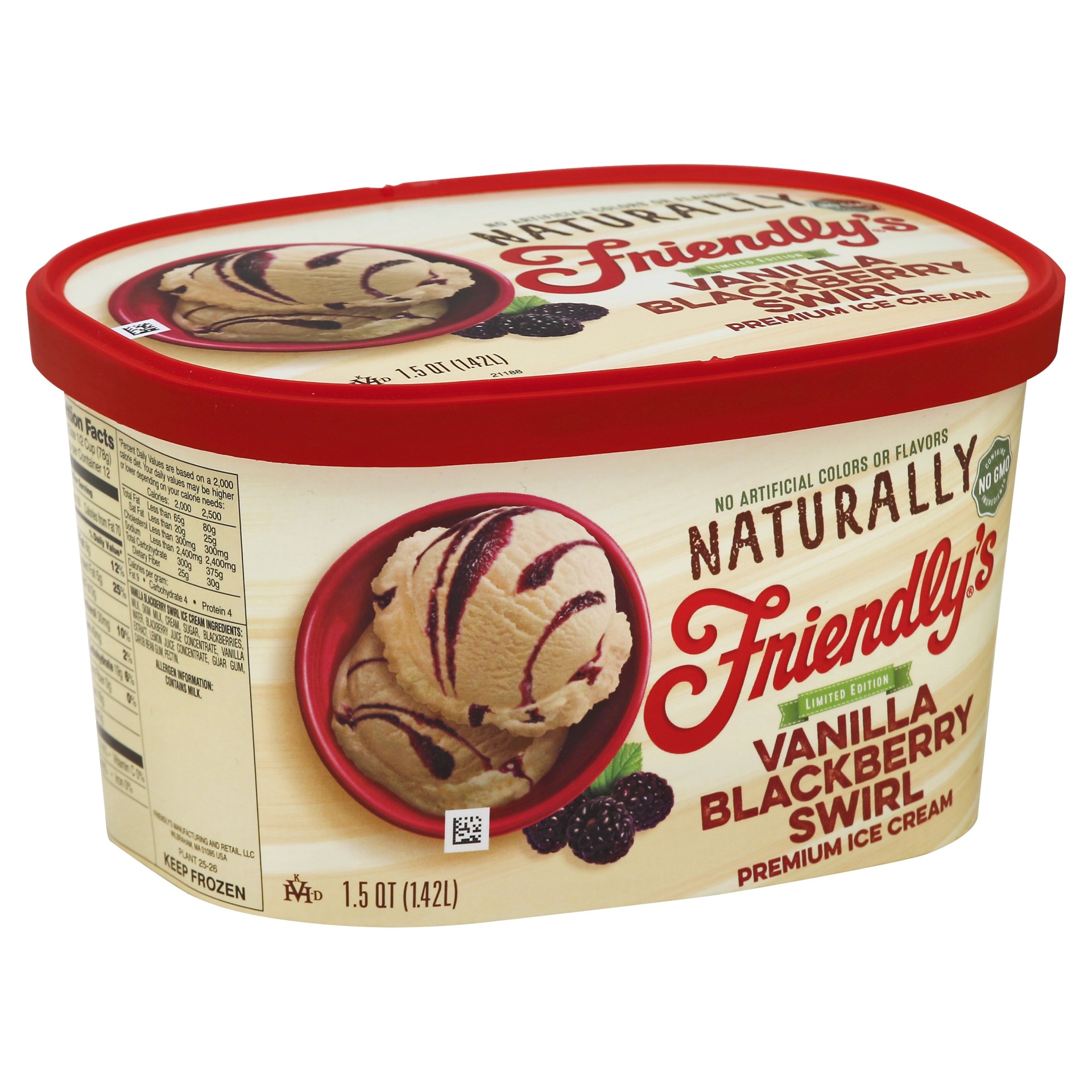 slide 1 of 1, Friendly's Naturally Ice Cream - Vanilla Blackberry Swirl, 48 fl oz