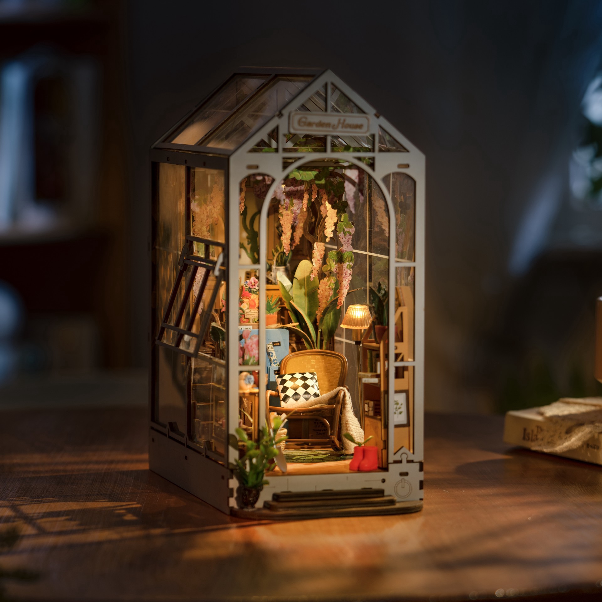 slide 7 of 10, Robotime Rolife Garden House Diy Book Nook Shelf Insert Kit, 8 in x 4.33 in x 9.49 in