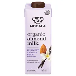 Mooala Organic Unsweetened Vanilla Bean Almondmilk, 32 oz