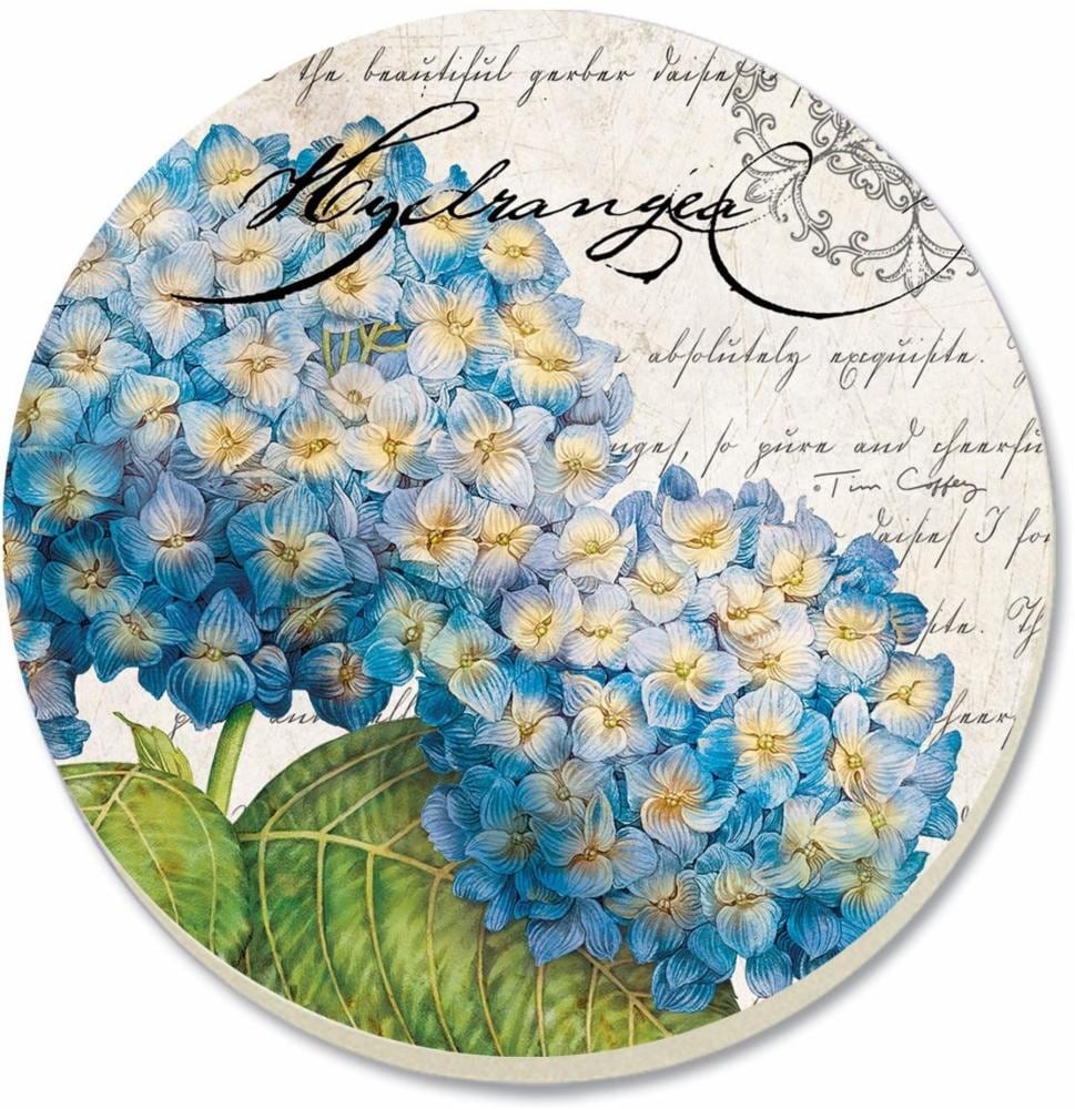 slide 1 of 1, Counter Art Botanical Hydrangea Coaster Blue, 4 ct